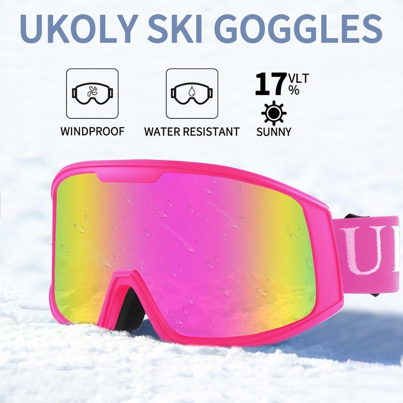 Ukoly Ski/Snowboard Goggles for Men Women, Snow Goggles HD Lens Anti-Fog Coating OTG Design UV400 Protection Windproof - Image 5